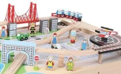 BigJigs BJT045 Treintafel City Spoortafel Houten Trein -Trendy Speelgoedwinkel bigjigs bt045 city trein set en tafel 2