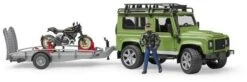 Bruder 2598 Landrover Defender+aanhanger+motorfiets Ducati -Trendy Speelgoedwinkel bruder 02598 landrover defender met aanhanger en motor ducati scrambler 2