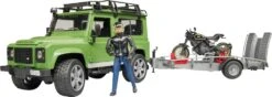 Bruder 2598 Landrover Defender+aanhanger+motorfiets Ducati