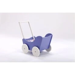 Houten Poppenwagen Purple -Trendy Speelgoedwinkel houten poppenwagen paars wit 3
