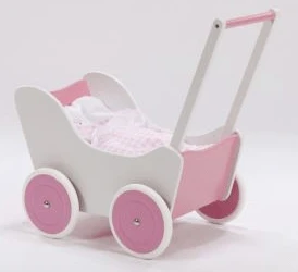 Houten Poppenwagen Pink 1 Houten Poppenwagen Pink