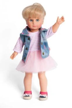 Kledingset Jurk Rose Met Spijkerjack Mt. 35 – 45 Cm. -Trendy Speelgoedwinkel kledingset pop heless 1550 2550 2 1