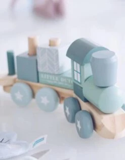 Little Dutch LD7036 Houten Blokkentrein Blauw -Trendy Speelgoedwinkel little dutch houten blokkentrein blauw 1 1