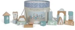 Little Dutch Houten Blokkenton Blauw LittleDutch -Trendy Speelgoedwinkel little dutch 4413 blauw houten blokken in ton