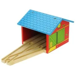 BigJigs BJT160 Rail Remise Voor 2 Treinen -Trendy Speelgoedwinkel remise voor 2 treinen bigjigs bjt123 1